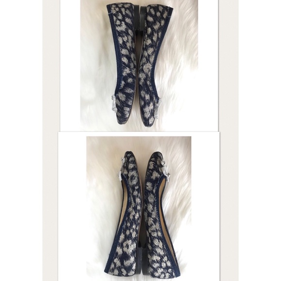 Stuart Weitzman Blue Silver Leopard with Bow Flats - Picture 6 of 8